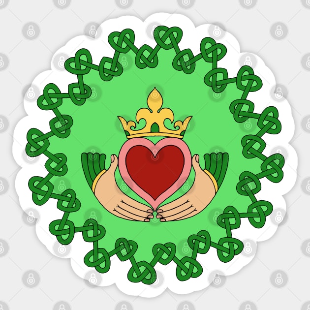 Claddagh and Green Knotwork Sticker by AzureLionProductions